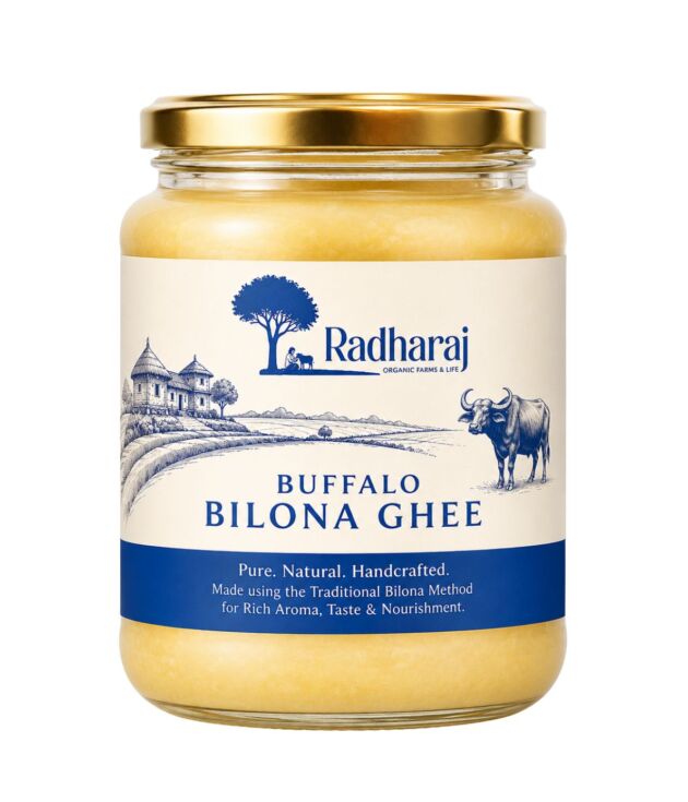 Pure Buffalo Ghee 1 Litre | Farm Fresh Desi Ghee | Radharaj Organic Farm