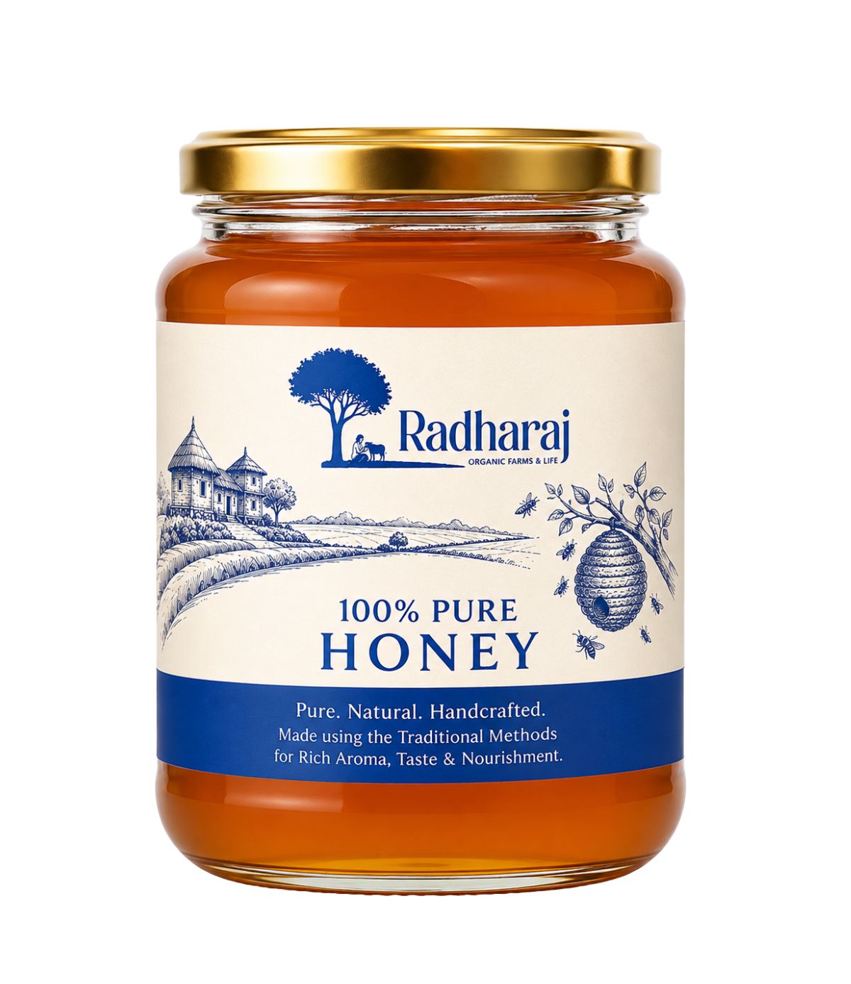 Pure Raw Honey 1 Litre | Natural & Unprocessed Honey | Radharaj Organic Farm
